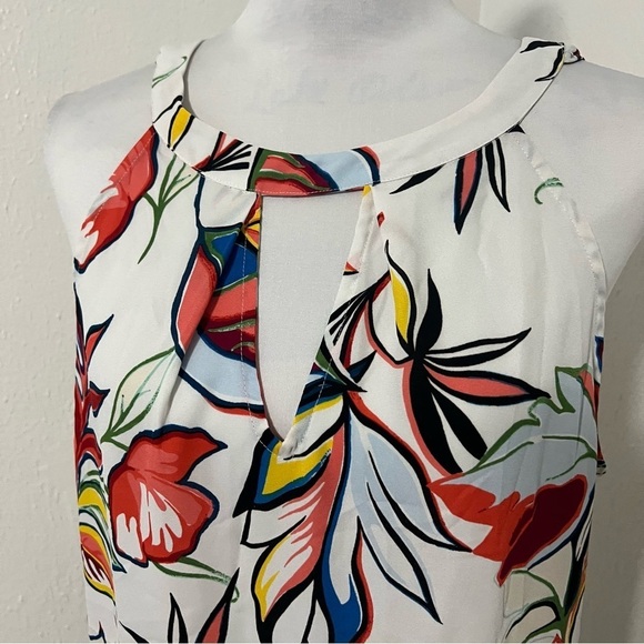 7Th Avenue Design Studio NY&C Tropical Print Large Sleeveless Tie Halter EUC - Picture 2 of 8